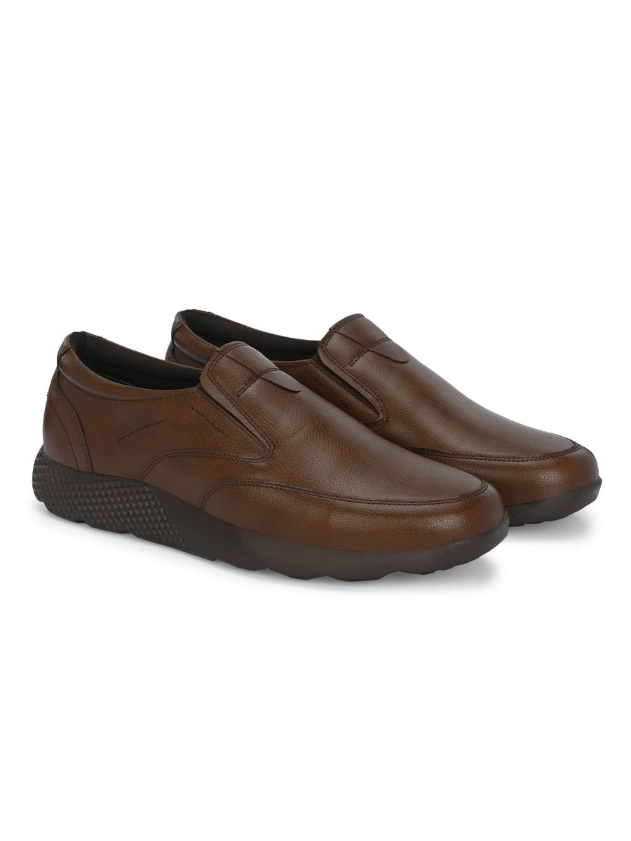 Ndure Shoes Mens Brown Leather Slip Ons Men's Slip-on Shoes Made
