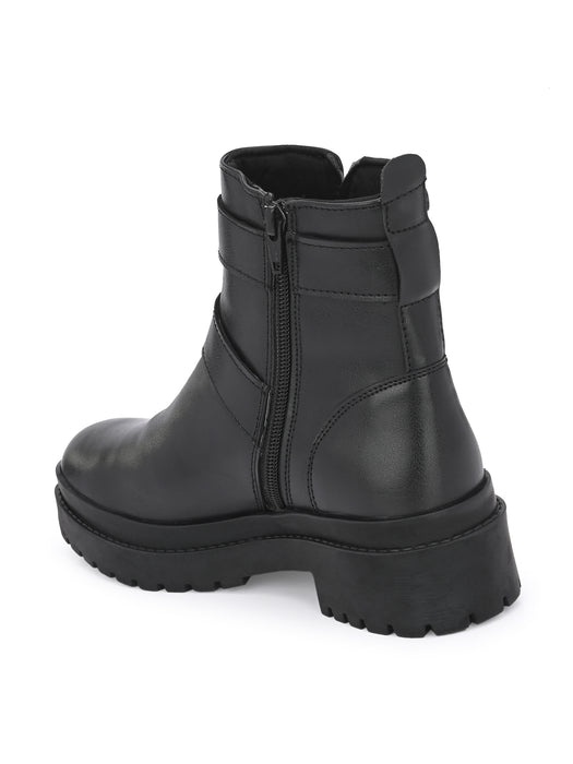 Chunk Women's Ankle length boots with double buckle straps