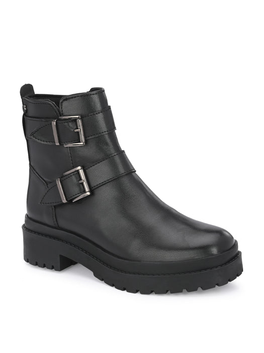 Chunk Women's Ankle length boots with double buckle straps