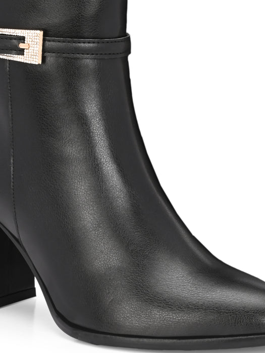 Dove Long Boots with crystal buckle