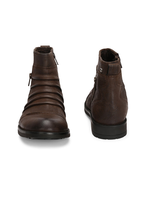 Alex Leather Boots with pleats