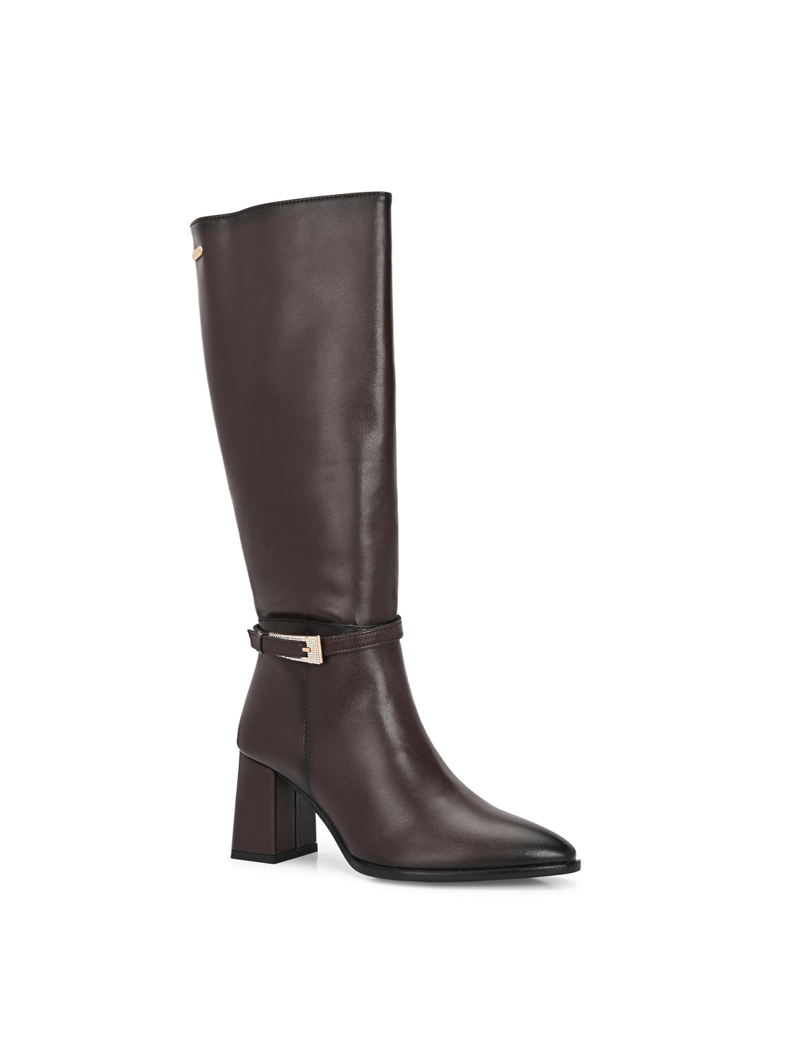 Dove Long Boots with crystal buckle