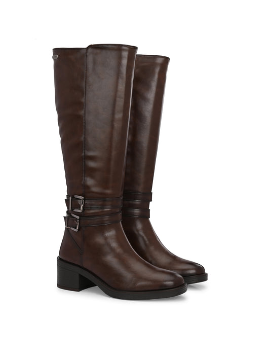Vindy Long Boots with double buckle detail