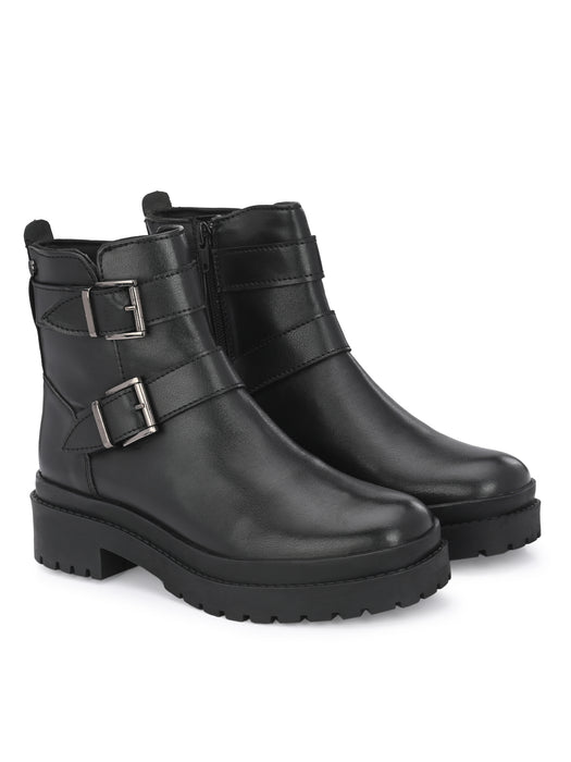 Chunk Women's Ankle length boots with double buckle straps