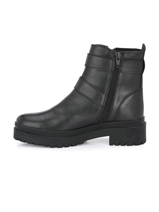 Chunk Women's Ankle length boots with double buckle straps