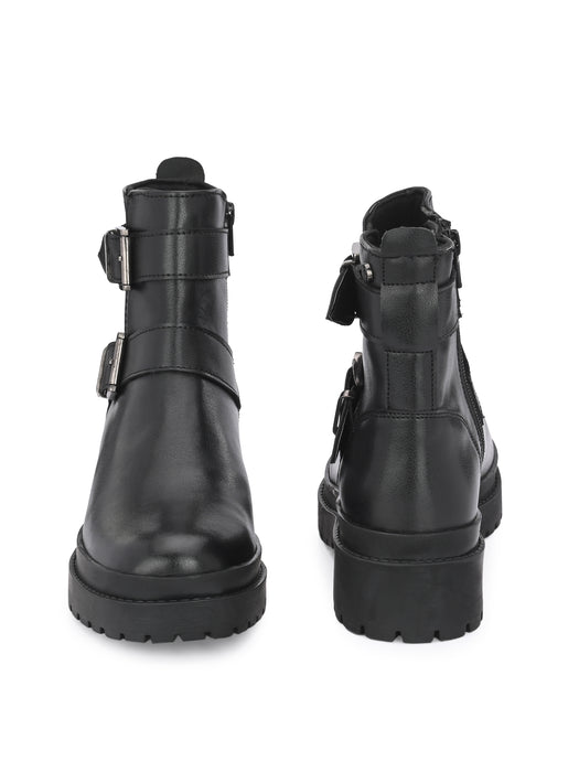 Chunk Women's Ankle length boots with double buckle straps